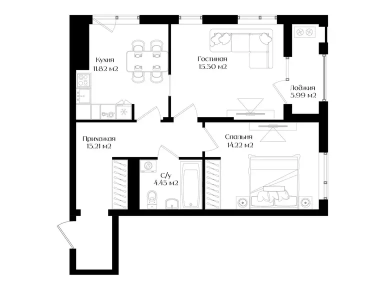 Сотилади 2 хонали квартира, 61 м², 6/16 қават — Яшнобод тумани
