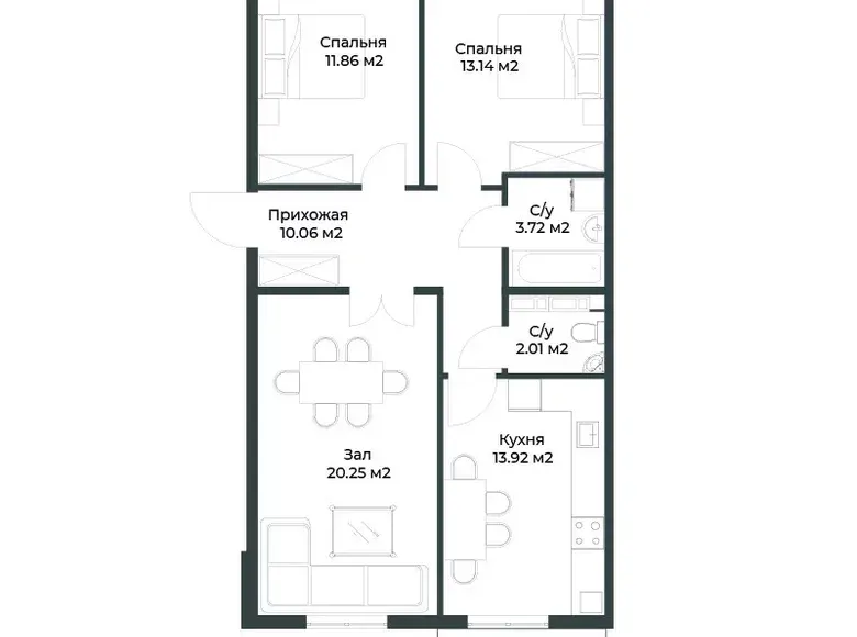 Сотилади 3 хонали квартира, 78 м², 9/9 қават — Яшнобод тумани