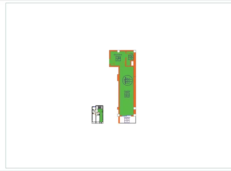 Сотилади 1 хонали квартира, 36 м², 3/5 қават — Тошкент тумани