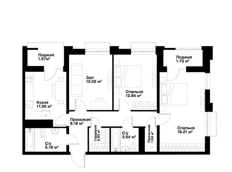 Сотилади 3 хонали квартира, 82 м², 8/15 қават — Миробод тумани