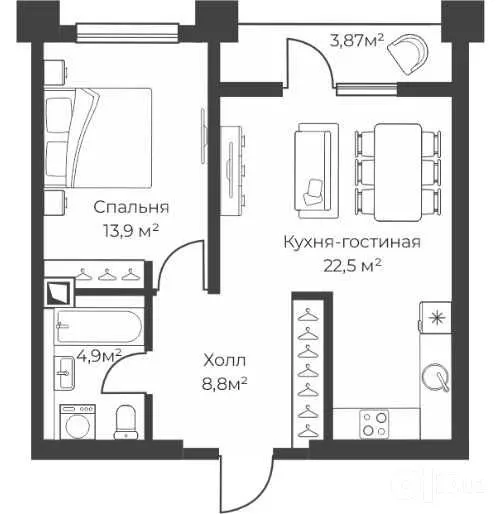 Продаётся 2-комнатная квартира, 52 м², 13/25 этаж — Мирзо-Улугбекский район