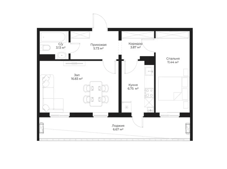 Сотилади 2 хонали квартира, 54 м², 2/16 қават — Яшнобод тумани