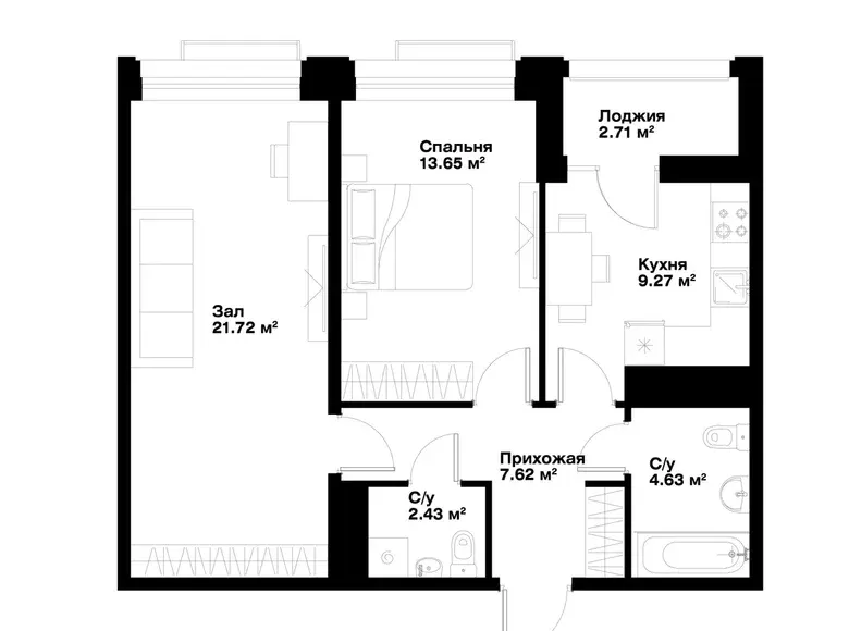 Сотилади 2 хонали квартира, 61 м², 2/15 қават — Миробод тумани