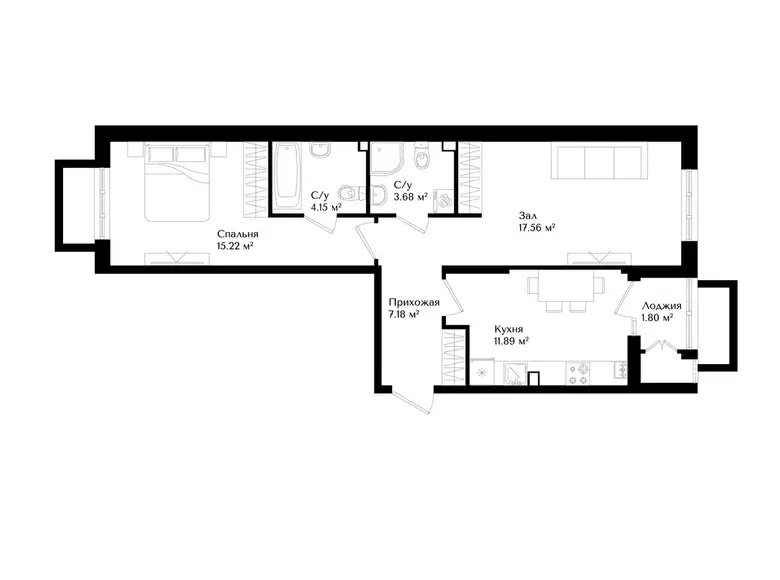 Сотилади 2 хонали квартира, 60 м², 1/16 қават — Яшнобод тумани