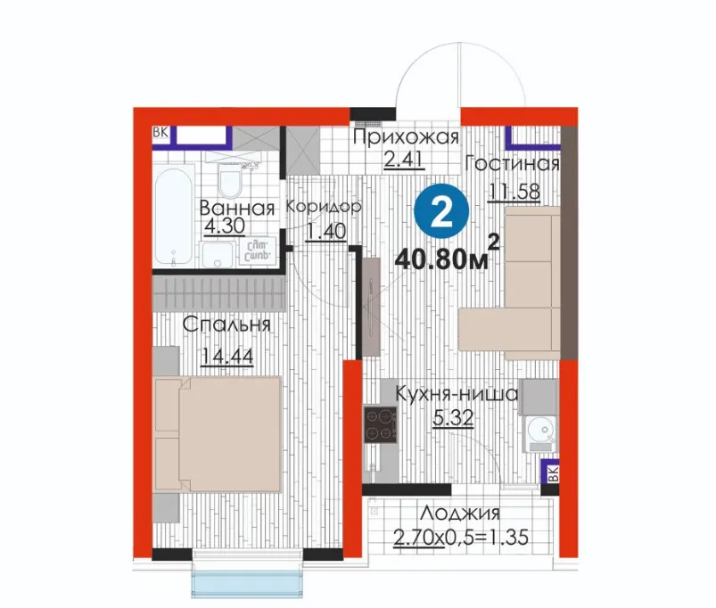 Sotiladi 2 xonali kvartira, 41 m², 10/12 qavat — Yashnobod tumani