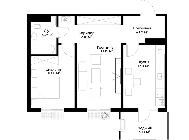 Сотилади 2 хонали квартира, 57 м², 15/15 қават — Олмазор тумани