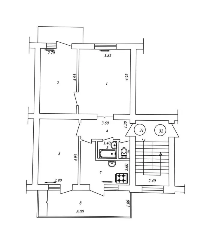 Sotiladi 3 xonali kvartira, 80 m², 4/4 qavat — Mirobod tumani