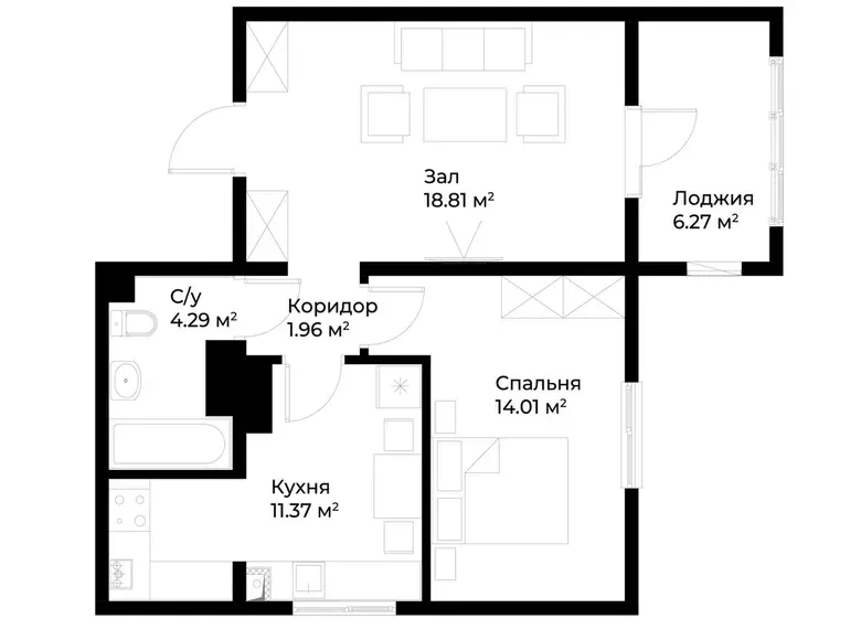Сотилади 2 хонали квартира, 54 м², 15/15 қават — Олмазор тумани