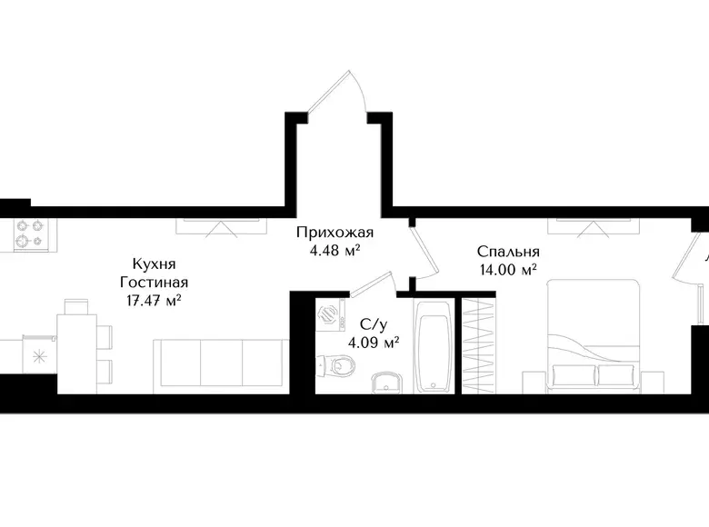 Sotiladi 1 xonali kvartira, 42 m², 8/16 qavat — Yashnobod tumani