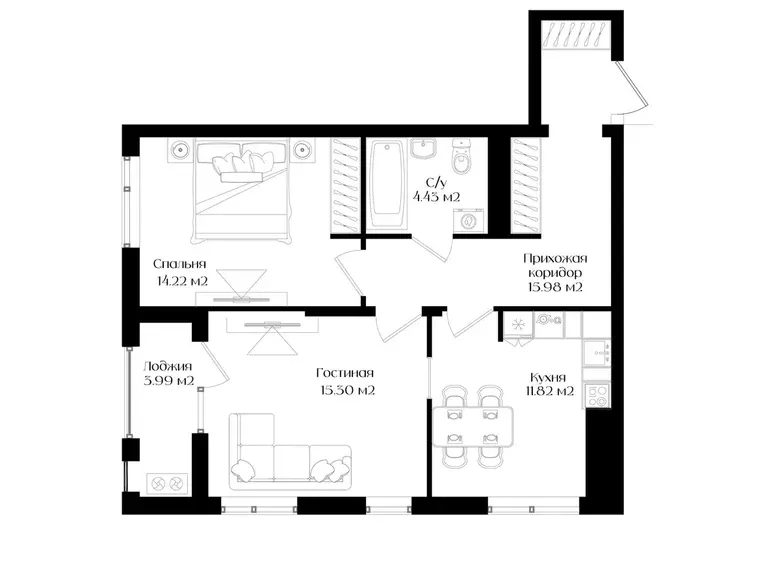 Sotiladi 2 xonali kvartira, 62 m², 3/16 qavat — Yashnobod tumani