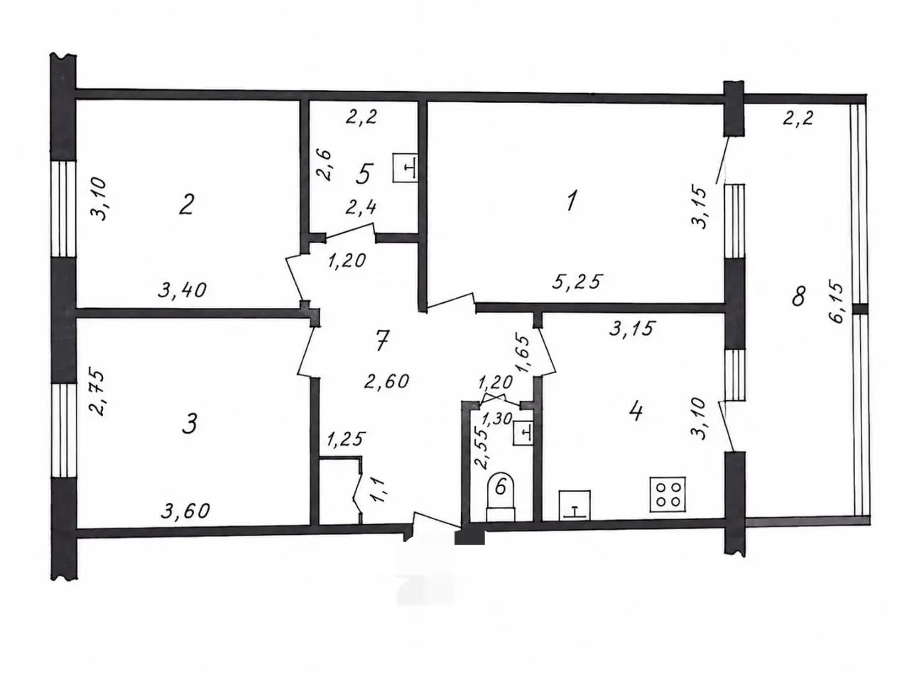 Сотилади 3 хонали квартира, 78 м², 8/9 қават — Янгиҳаёт тумани