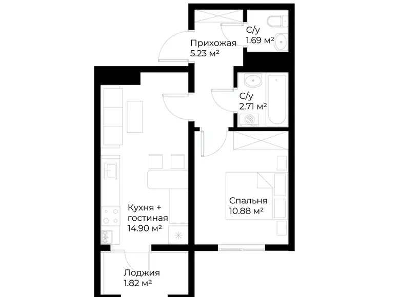 Сотилади 1 хонали квартира, 37 м² — Мирзо Улуғбек тумани
