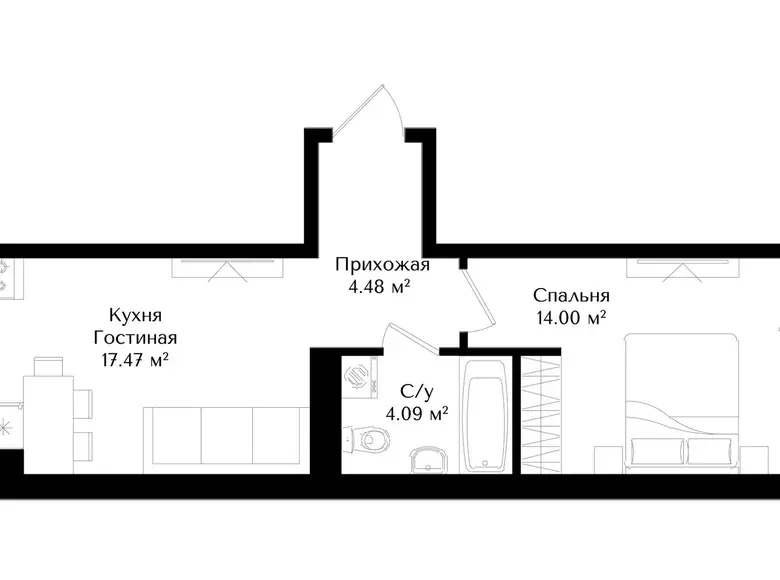 Сотилади 1 хонали квартира, 43 м², 5/16 қават — Яшнобод тумани