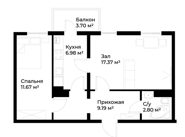 Сотилади 2 хонали квартира, 49 м², 16/16 қават — Яшнобод тумани