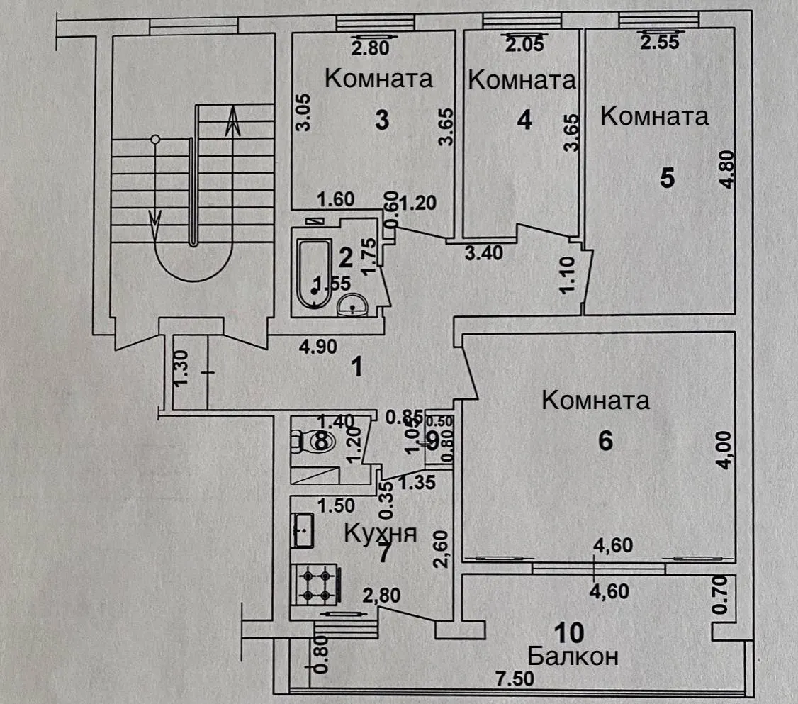 Sotiladi 4 xonali kvartira, 79 m², 4/4 qavat — Mirobod tumani