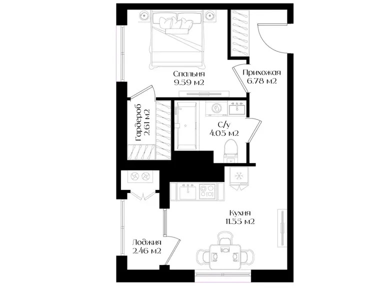Сотилади 1 хонали квартира, 37 м², 3/16 қават — Яшнобод тумани