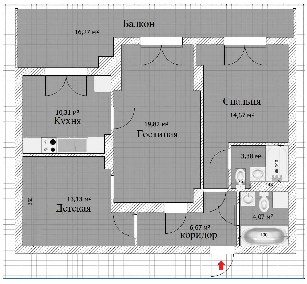 Сотилади 3 хонали квартира, 78,6 м², 3/9 қават — Юнусобод тумани