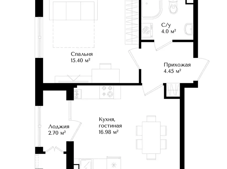 Сотилади 1 хонали квартира, 43 м², 3/16 қават — Яшнобод тумани