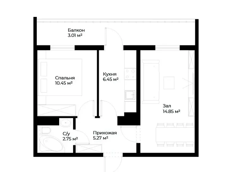Продаётся 2-комнатная квартира, 43 м², 3/16 этаж — Мирабадский район