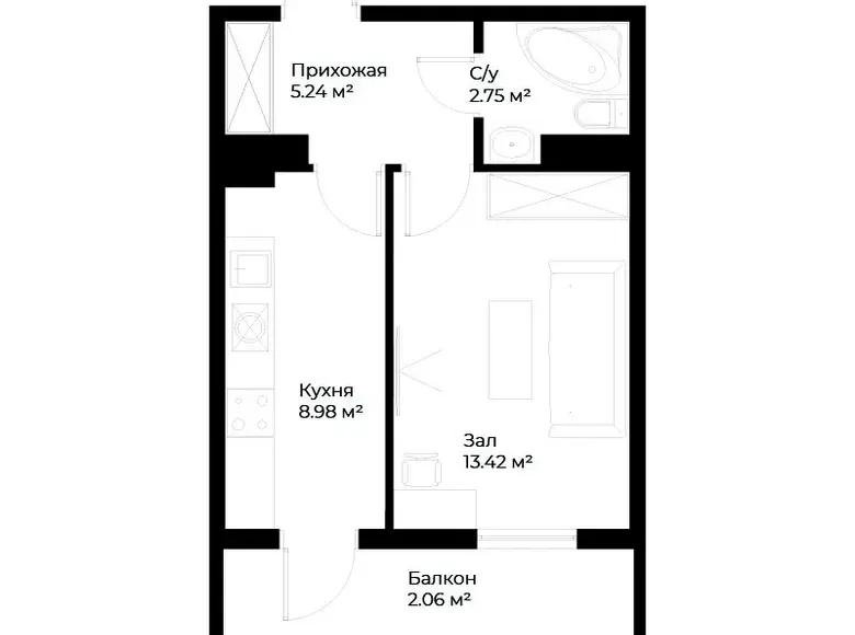 Продаётся 1-комнатная квартира, 32 м², 3/16 этаж — Мирабадский район