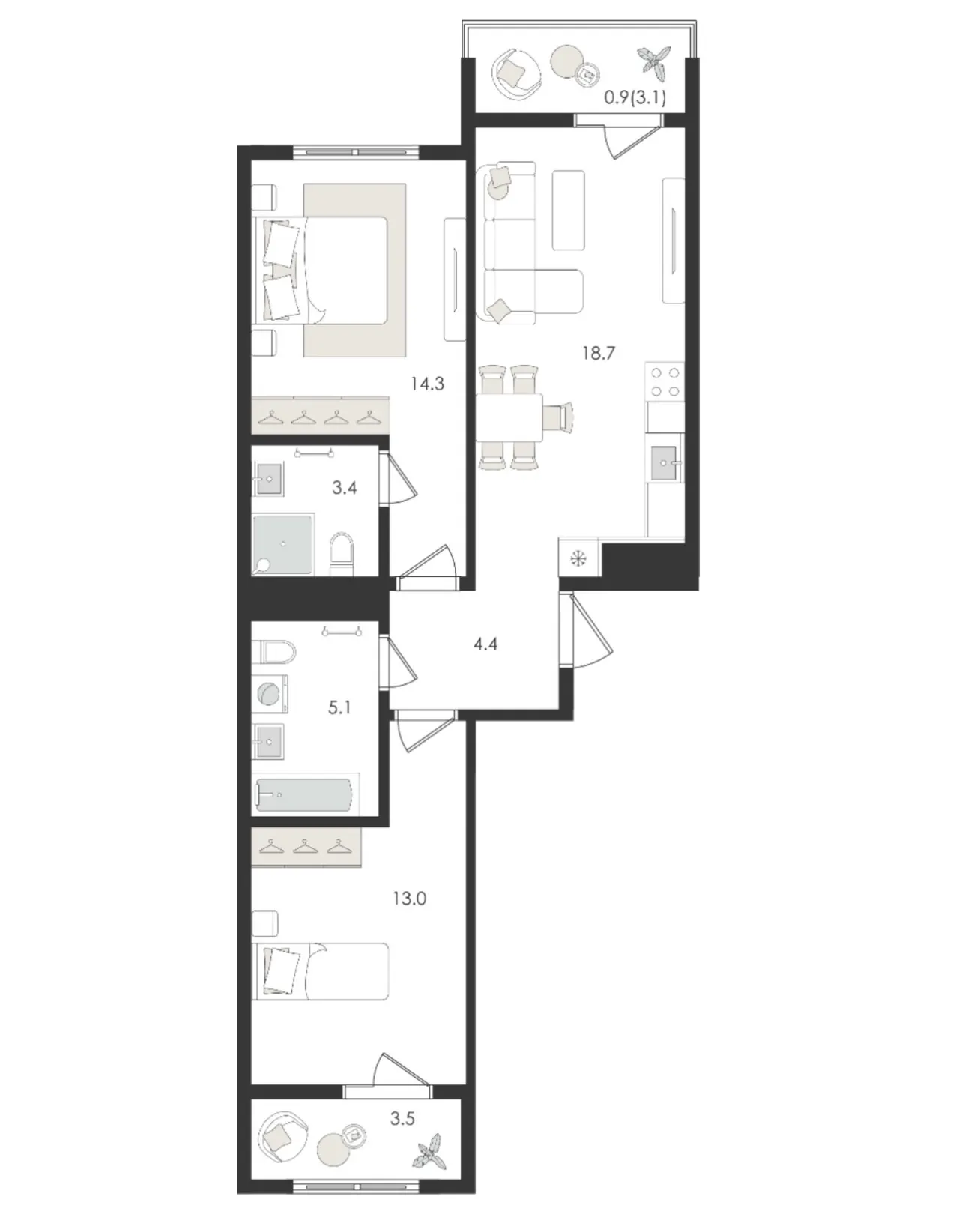 Продаётся 2-комнатная квартира, 63,2 м², 5/10 этаж — Новый Ташкентский район