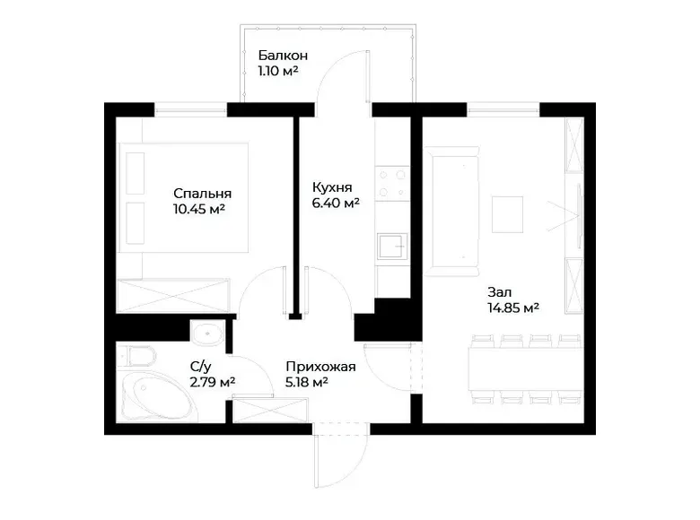 Сотилади 2 хонали квартира, 41 м², 16/16 қават — Миробод тумани