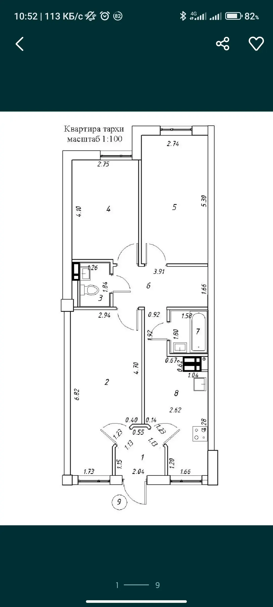Sotiladi 3 xonali kvartira, 71 m², 1/9 qavat — Olmazor tumani