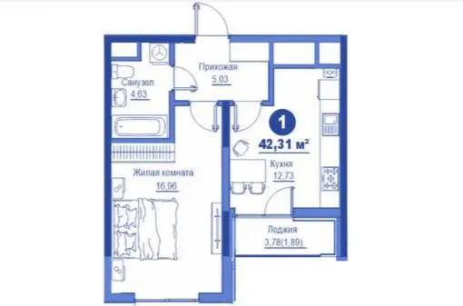 Sotiladi 1 xonali kvartira, 41.3 m², 5/15 qavat — Mirzo Ulugʻbek tumani