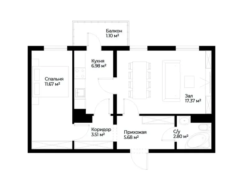Продаётся 2-комнатная квартира, 49 м², 16/16 этаж — Мирабадский район