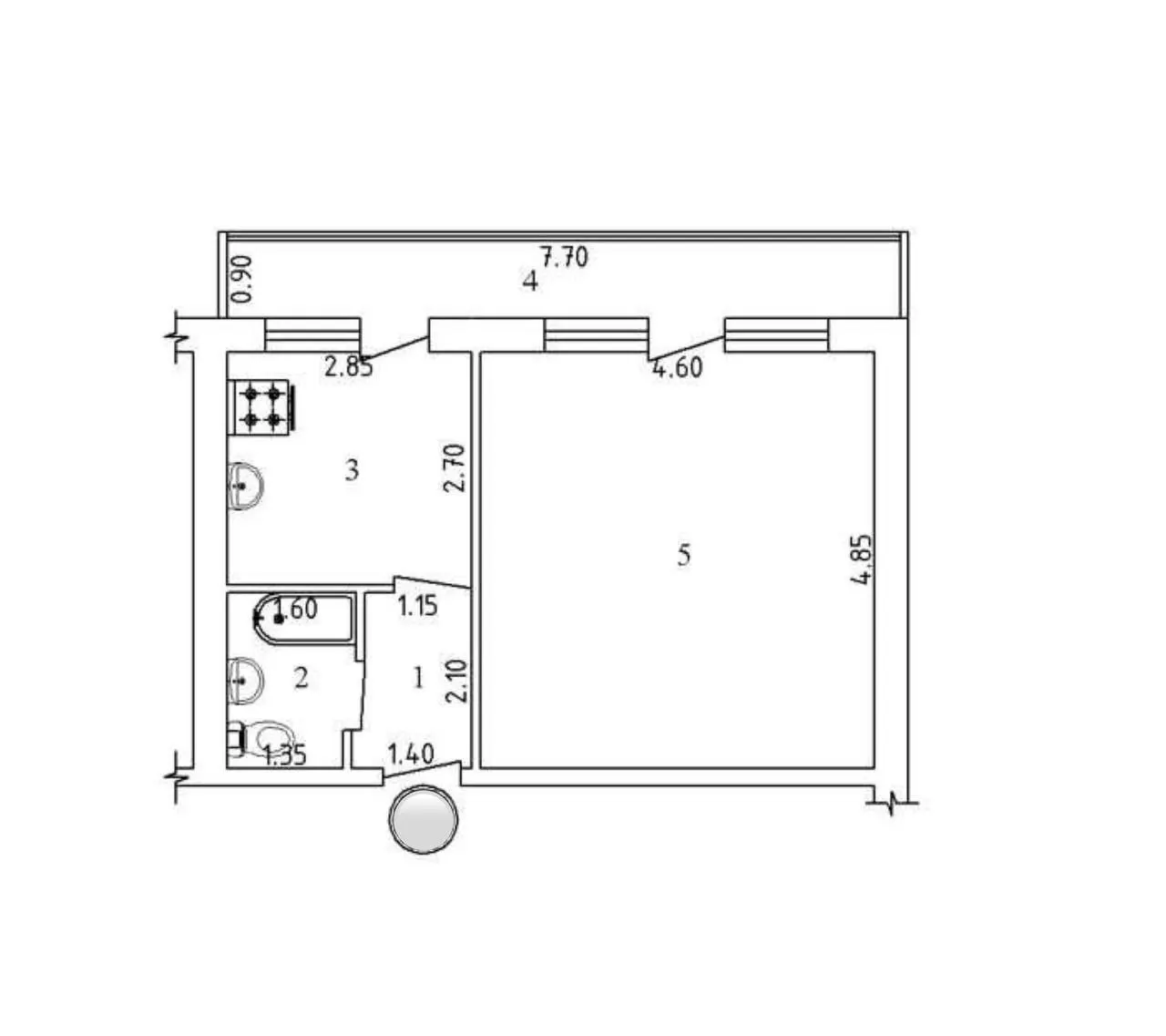 Сотилади 1 хонали квартира, 43 м², 1/4 қават — Мирзо Улуғбек тумани