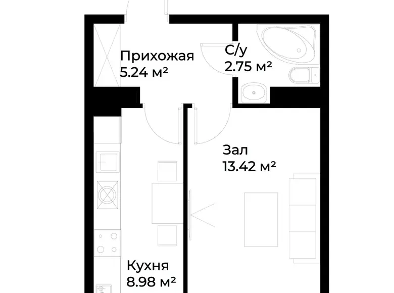 Продаётся 1-комнатная квартира, 30 м², 1/16 этаж — Яшнабадский район