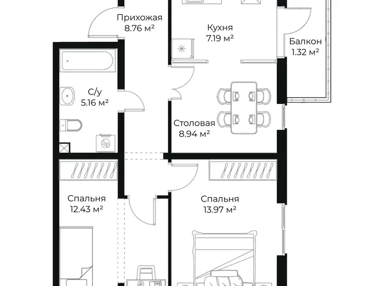 Сотилади 3 хонали квартира, 58 м², 14/16 қават — Яшнобод тумани