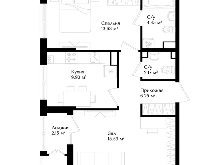 Сотилади 2 хонали квартира, 53 м², 5/16 қават — Яшнобод тумани