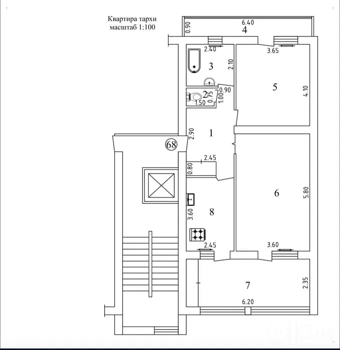 Сотилади 2 хонали квартира, 90 м², 4/6 қават — Мирзо Улуғбек тумани