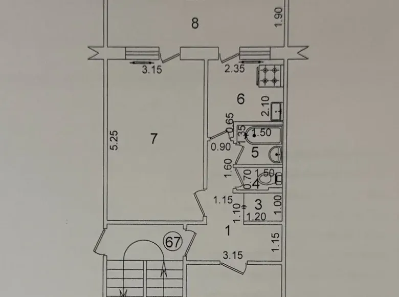 Сотилади 3 хонали квартира, 57 м², 1/4 қават — Юнусобод тумани