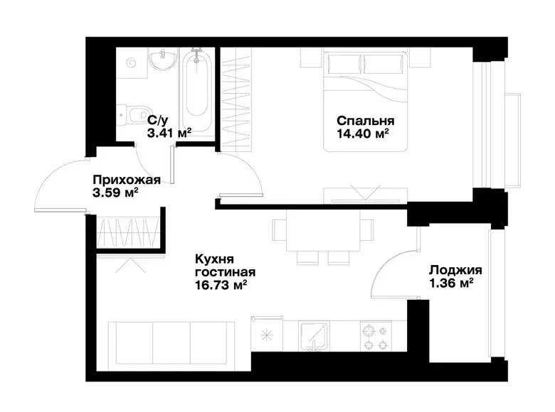 Сотилади 1 хонали квартира, 40 м², 2/15 қават — Миробод тумани