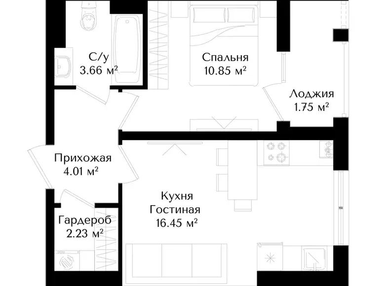 Sotiladi 1 xonali kvartira, 38 m², 12/16 qavat — Yashnobod tumani