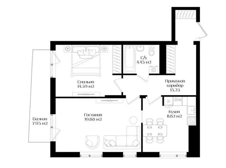 Сотилади 2 хонали квартира, 68 м², 13/16 қават — Яшнобод тумани