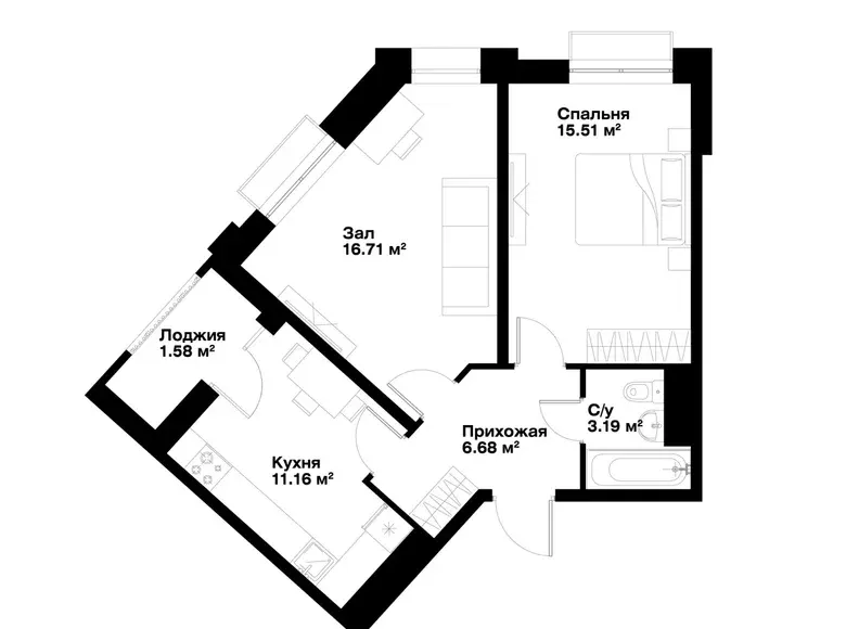 Сотилади 2 хонали квартира, 56 м², 8/15 қават — Миробод тумани