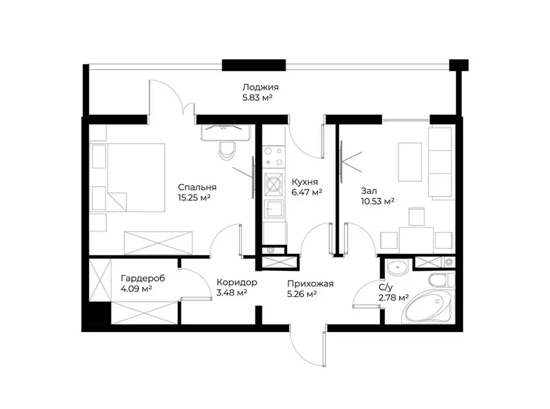Сотилади 2 хонали квартира, 54 м², 2/12 қават — Миробод тумани