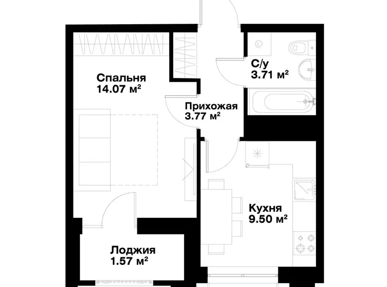 Sotiladi 1 xonali kvartira, 33 m², 7/15 qavat — Mirobod tumani