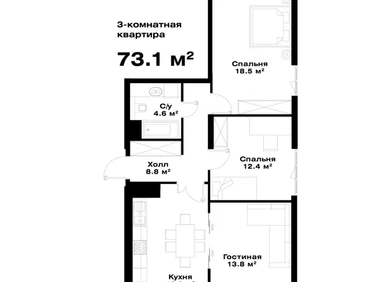 Сотилади 3 хонали квартира, 71 м², 2/16 қават — Мирзо Улуғбек тумани