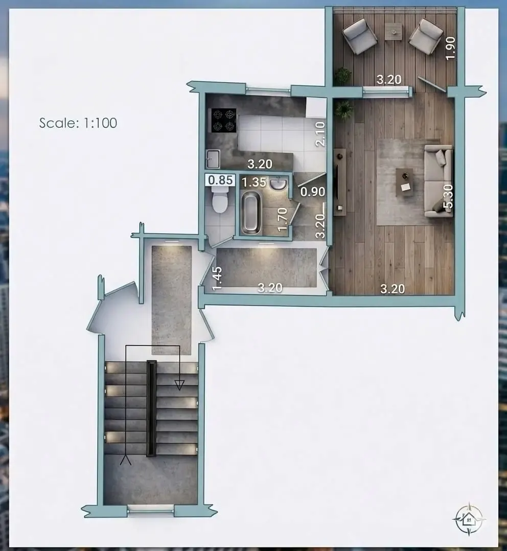 Sotiladi 1 xonali kvartira, 39 m², 3/5 qavat — Yakkasaroy tumani