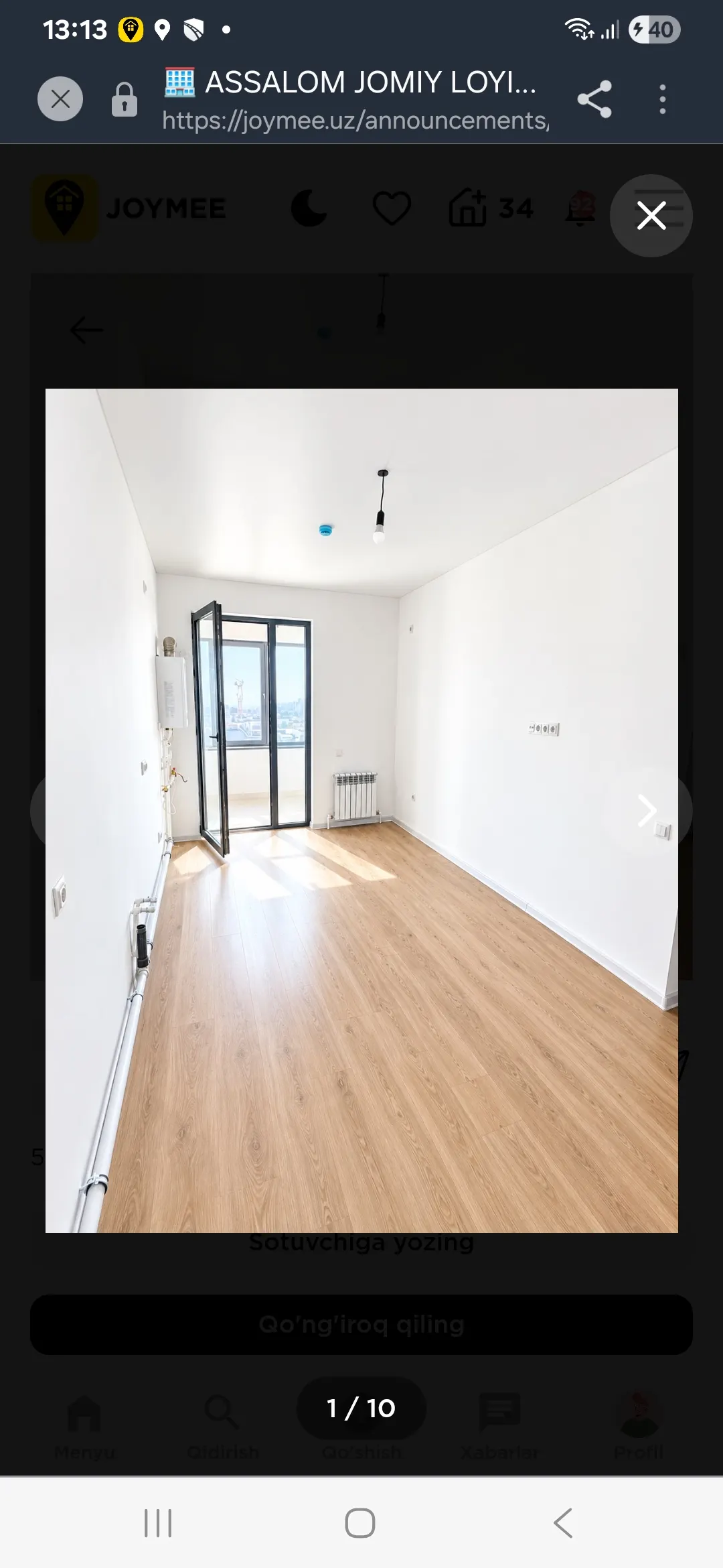 Sotiladi 1 xonali kvartira, 32 m², 15/15 qavat — Olmazor tumani