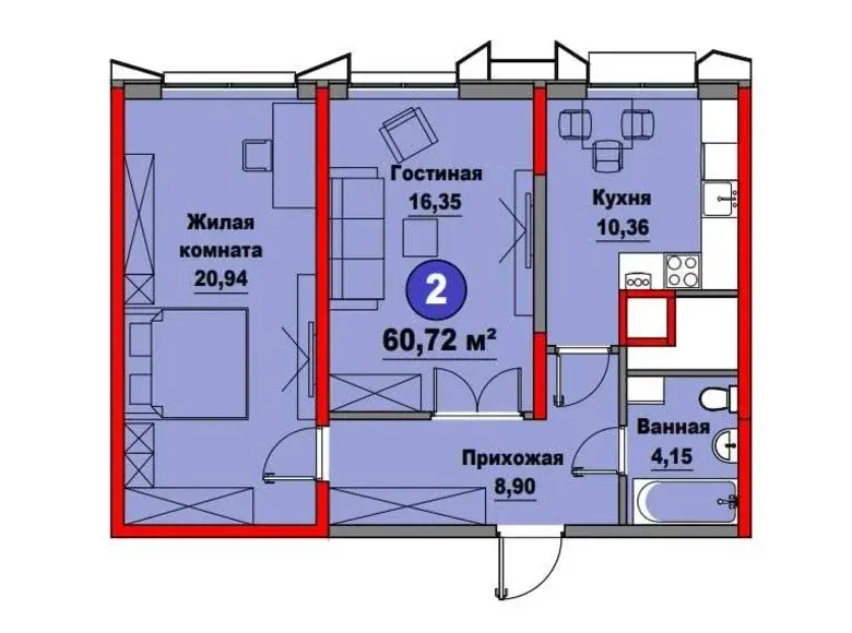 Sotiladi 2 xonali kvartira, 60 m², 2/15 qavat — Mirzo Ulugʻbek tumani