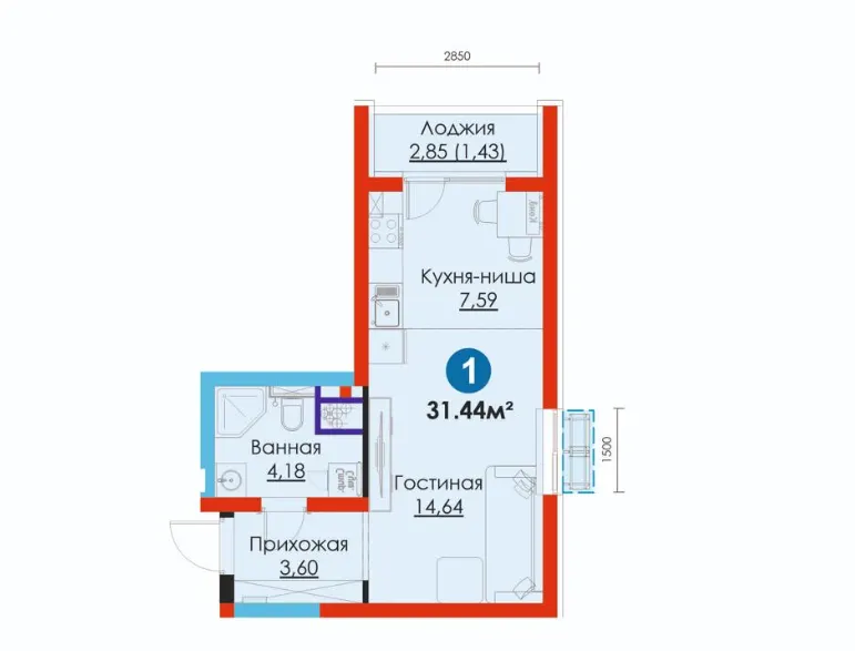 Sotiladi 1 xonali kvartira, 32 m², 4/12 qavat — Yashnobod tumani