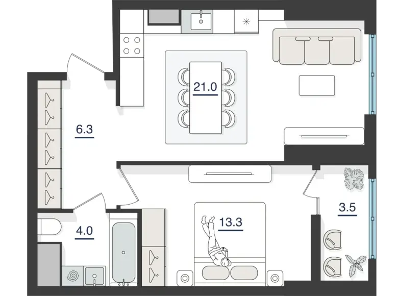 Sotiladi 2 xonali kvartira, 50 m², 19/30 qavat — Yashnobod tumani