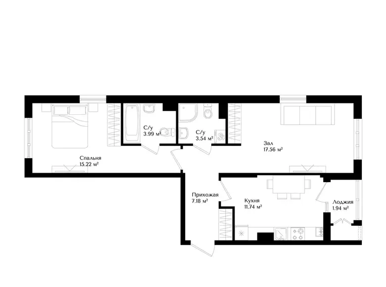 Сотилади 2 хонали квартира, 60 м², 5/16 қават — Яшнобод тумани