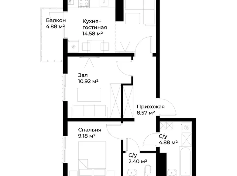 Сотилади 2 хонали квартира, 52 м², 16/16 қават — Яшнобод тумани