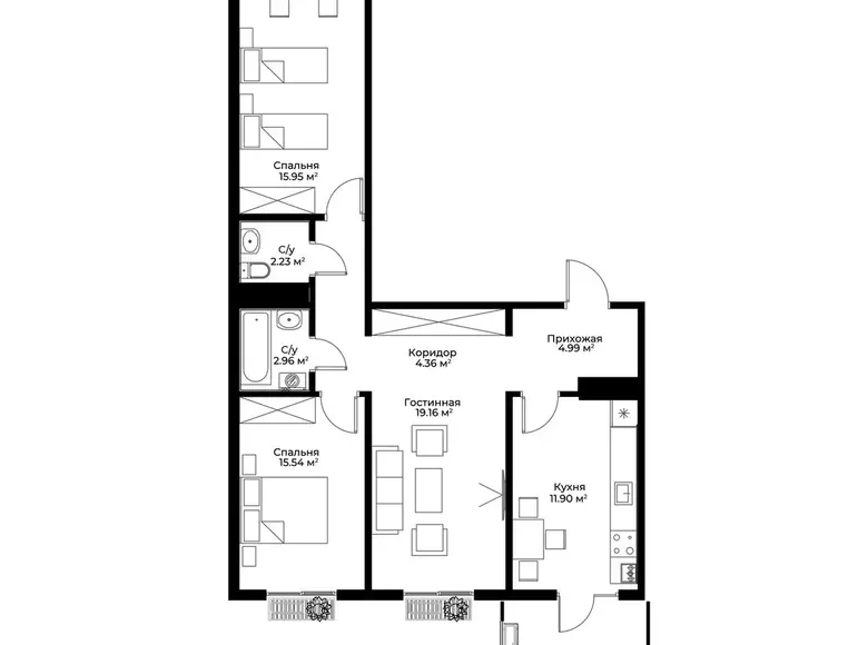 Продаётся 3-комнатная квартира, 77 м², 13/15 этаж — Алмазарский район